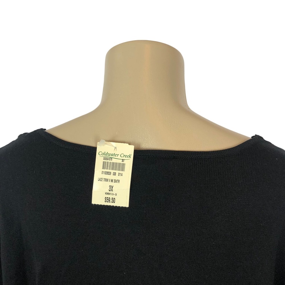 NWT Coldwater Creek Silk Embroidered Lace Trim Sweater Size 3X V-Neck Knit Top - Picture 5 of 8